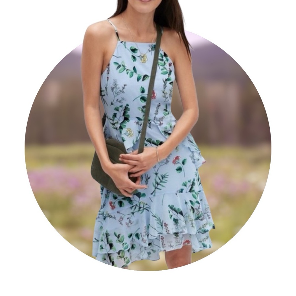 BR Floral Ruffle High Low Dress